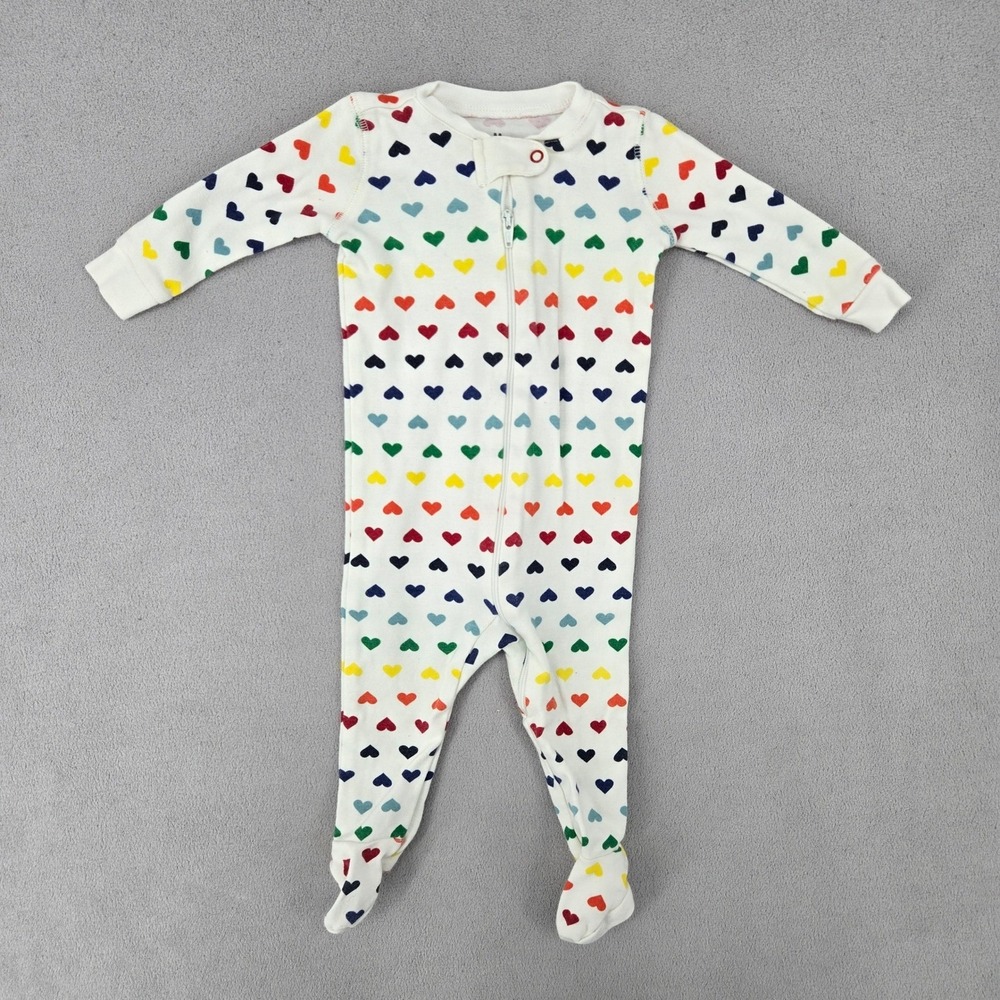Primary rainbow hearts sleeper pajama organic cotton baby 3-6M Pride Month‎ LOVE